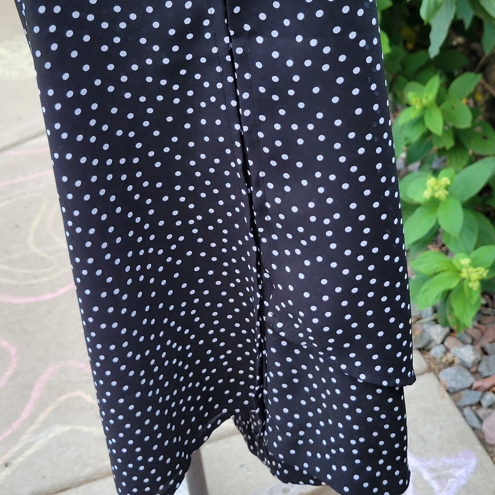 Chico's black + white polka dot double layer sleeveless GEORGETTE blouse size 0 - Picture 8 of 13